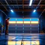 A photograph of a well-lit garage showcasing various led lighting installations in action