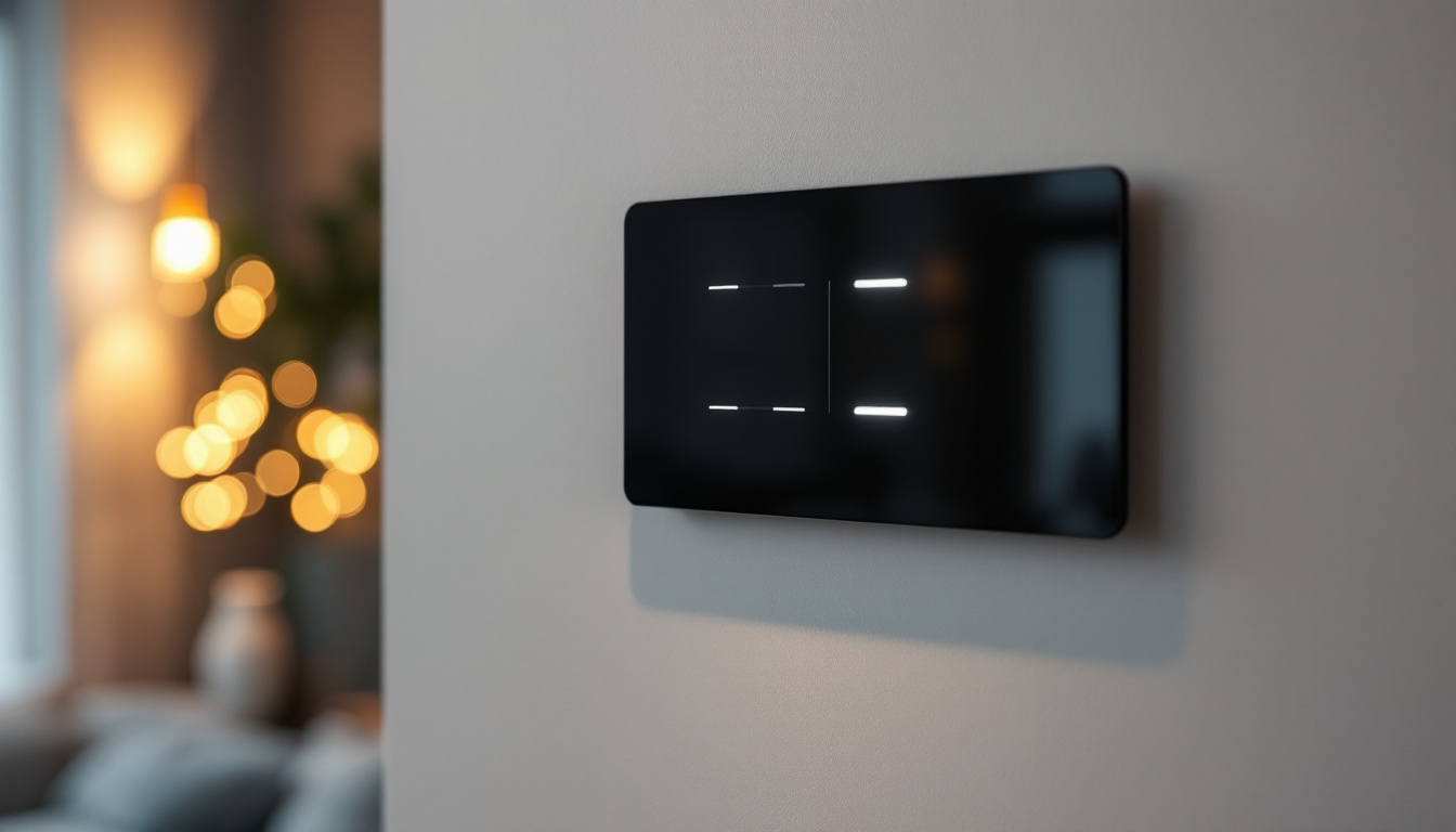 A photograph of a lighting contractor installing a modern dimmer switch with led lights in a stylish home setting