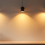 A photograph of a well-lit room featuring various styles of can lights installed in a modern residential setting