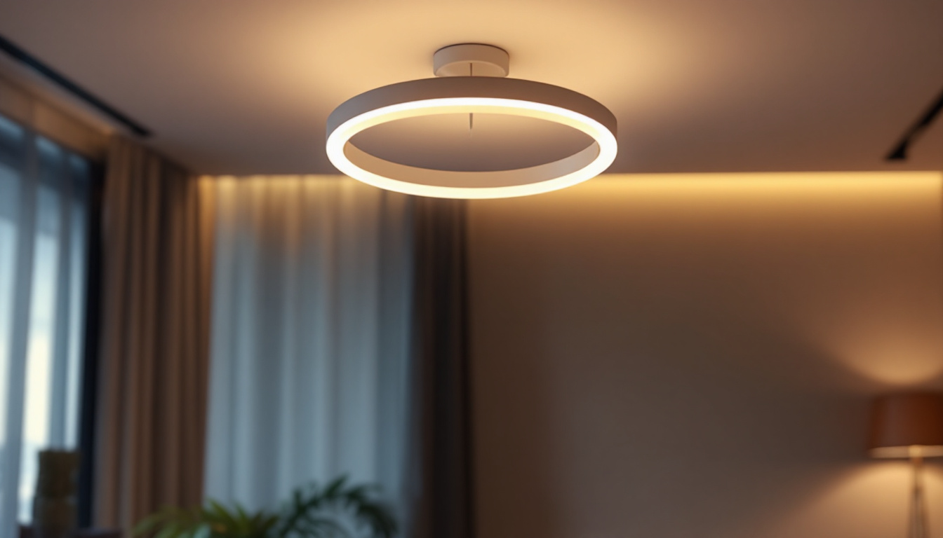 A photograph of a well-designed ceiling lamp installation in a modern interior setting