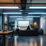 A photograph of a well-lit interior space showcasing various led tube lighting installations