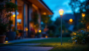 A photograph of a vibrant outdoor scene at dusk