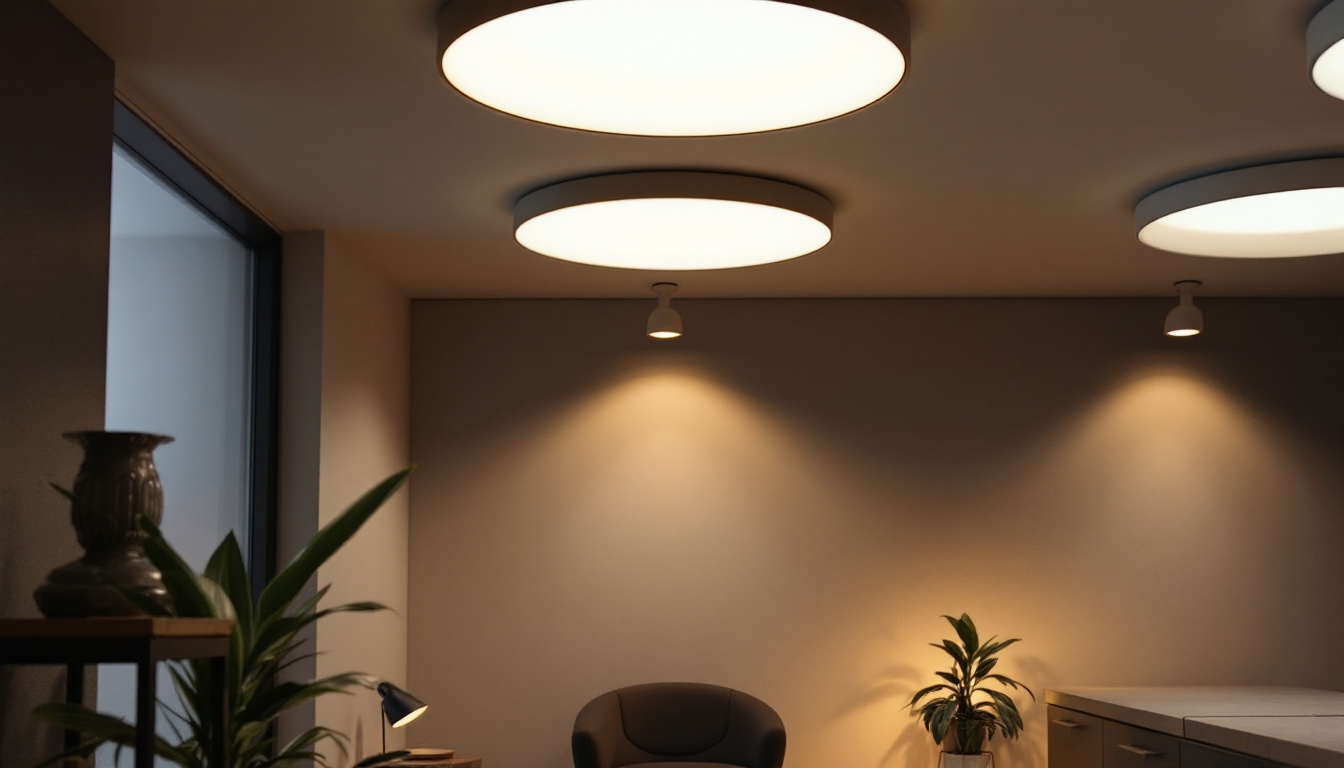 A photograph of a well-lit interior space featuring various styles of recessed can lights in action