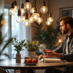 A photograph of a well-designed light fixture in an elegant setting