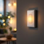 A photograph of a dimmable led switch being used in a well-lit home environment