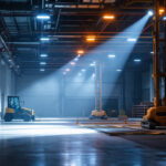 A photograph of a well-lit installation area showcasing robe lighting in action