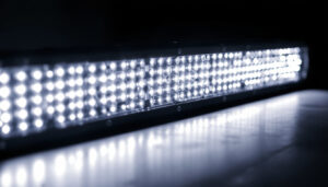 A photograph of a high-performance 11000 lumen led light bar in action