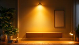 A photograph of a well-lit interior space showcasing small can lights in various settings