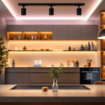A photograph of a modern led lighting setup in a commercial or residential space