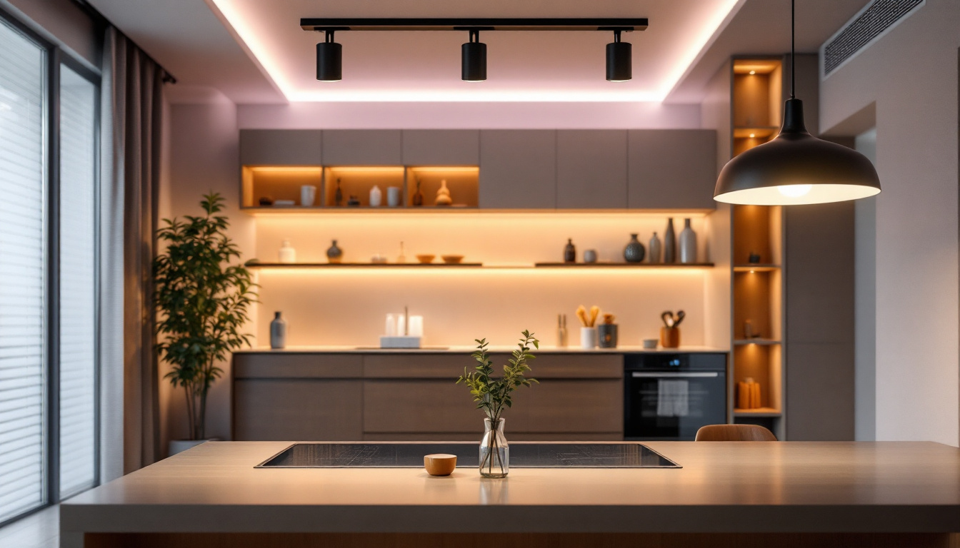 A photograph of a modern led lighting setup in a commercial or residential space