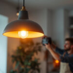 A photograph of a beautifully designed led pendant lamp hanging in a modern