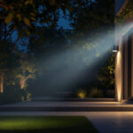 A photograph of a beautifully illuminated outdoor space at dusk