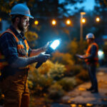 A photograph of a well-lit outdoor setting showcasing a high-pressure sodium lamp in use