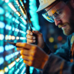 A photograph of a skilled lighting contractor working on a type b led wiring installation