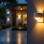 A photograph of a well-lit indoor or outdoor space featuring a sensor switch lighting installation in action