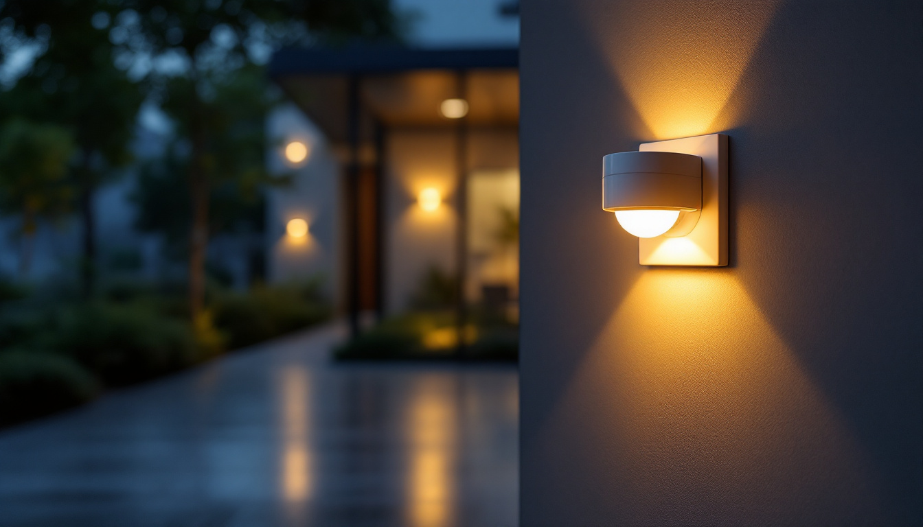 A photograph of a well-lit indoor or outdoor space featuring a sensor switch lighting installation in action