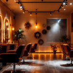 A photograph of a beautifully lit salon interior