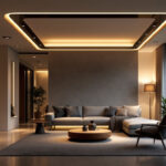 A photograph of a well-lit interior space featuring stylish recessed lighting