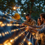 A photograph of a diverse team of workers engaging in a hands-on training session outdoors