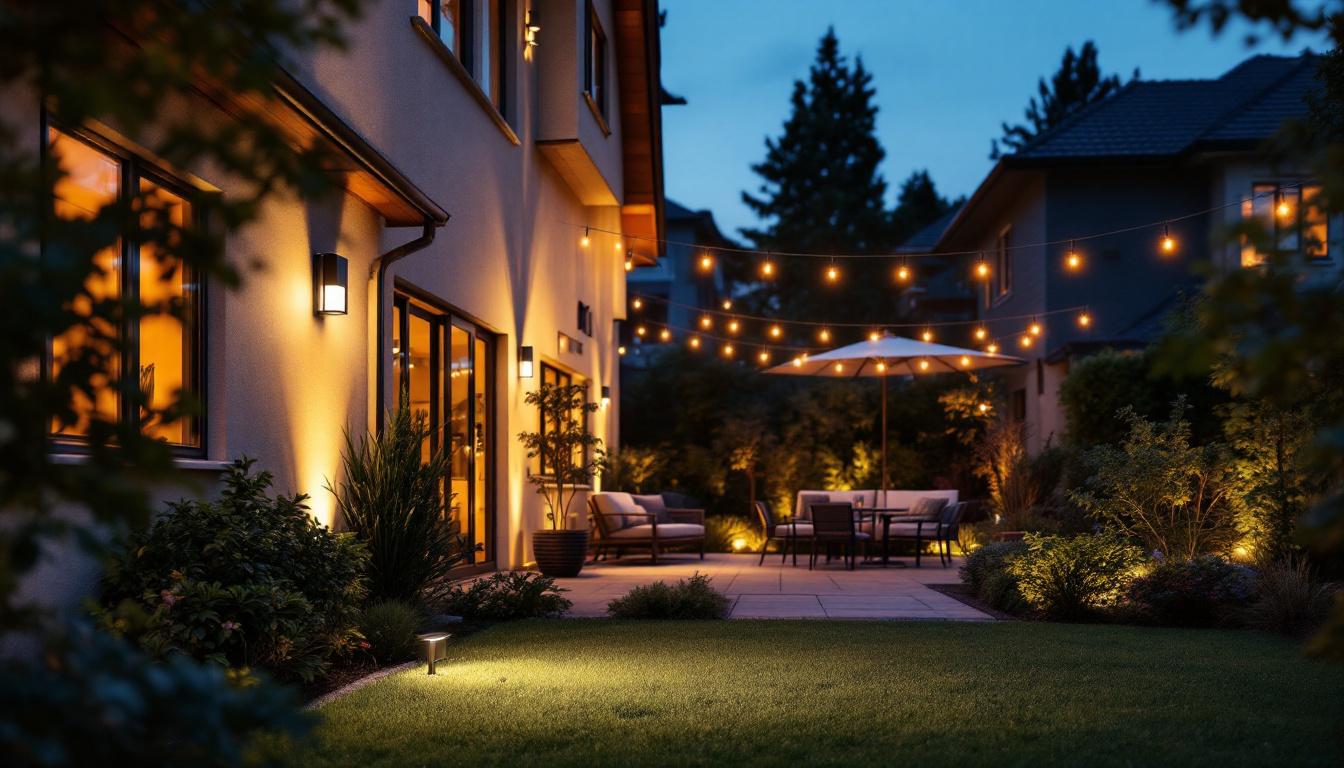 A photograph of a beautifully illuminated outdoor space at dusk