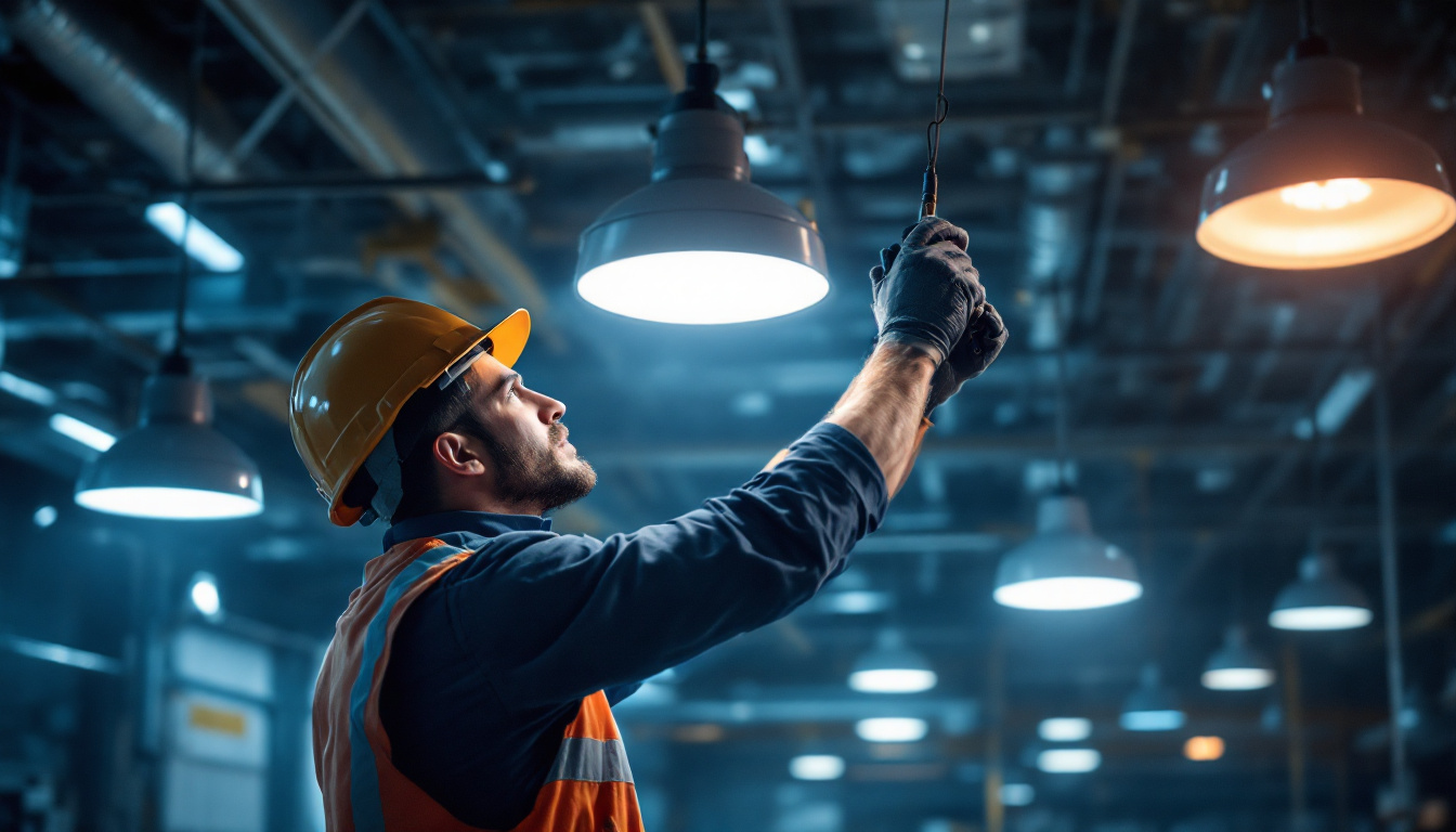 A photograph of a well-lit industrial space showcasing low bay led fixtures in action