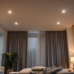 A photograph of a well-lit room featuring recessed led ceiling light fixtures