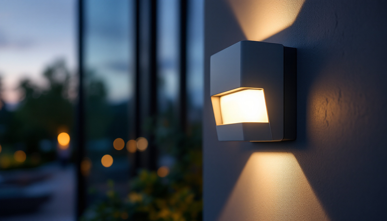 A photograph of a modern wallpack light fixture installed on a building exterior