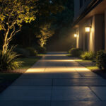 A photograph of a well-lit outdoor space featuring a light sensor in action