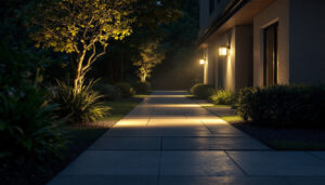 A photograph of a well-lit outdoor space featuring a light sensor in action