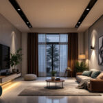 A photograph of a well-lit interior space featuring recessed led lighting