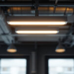 A photograph of capture a photograph of a modern lighting installation featuring the seal 4 5000k led fixture in a commercial or industrial setting