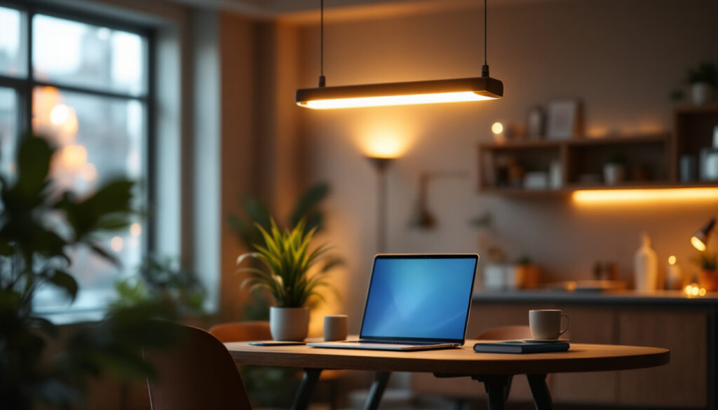 A photograph of a modern t8 fixture in a well-lit