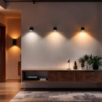 A photograph of a stylishly designed interior space featuring various led wall lights in use