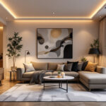 A photograph of a beautifully designed room featuring recessed remodel can lights