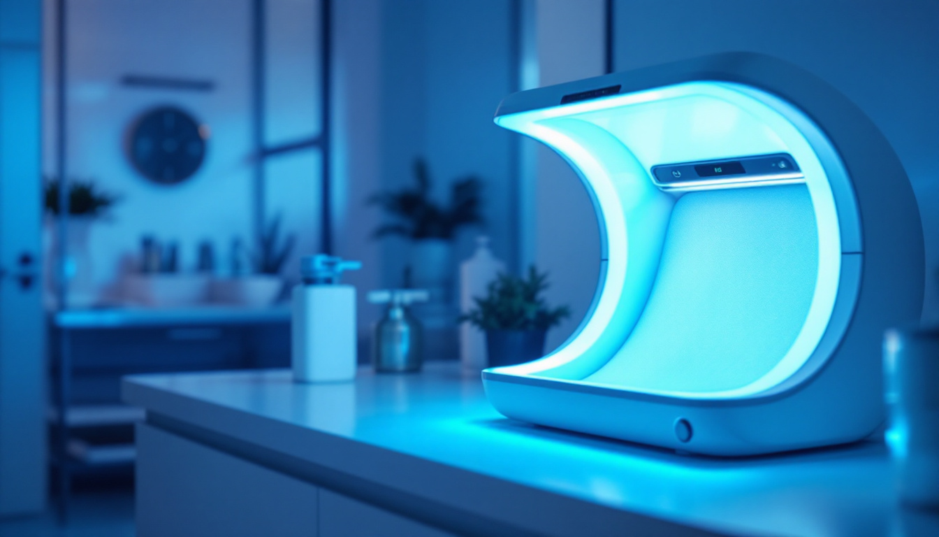 A photograph of a modern uv light sterilization device in action