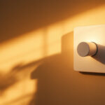 A photograph of a beautifully designed dimmer switch in a stylish interior setting