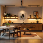 A photograph of a well-lit interior space featuring beautifully installed canned lighting