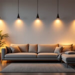 A photograph of a modern living space illuminated by stylish pot lights