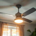A photograph of a ceiling fan with a newly installed light fixture