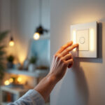 A photograph of a lighting contractor expertly demonstrating the installation of an led dimmer switch in a modern home setting