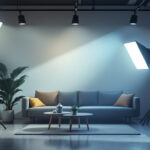 A photograph of a well-lit interior space showcasing various types of light diffusers in action
