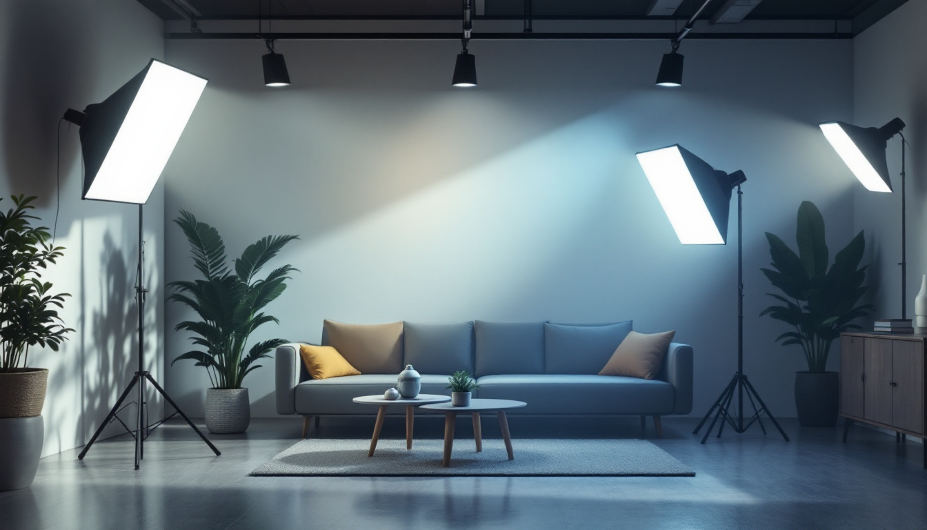 A photograph of a well-lit interior space showcasing various types of light diffusers in action