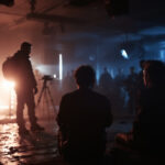 A photograph of a dimly lit