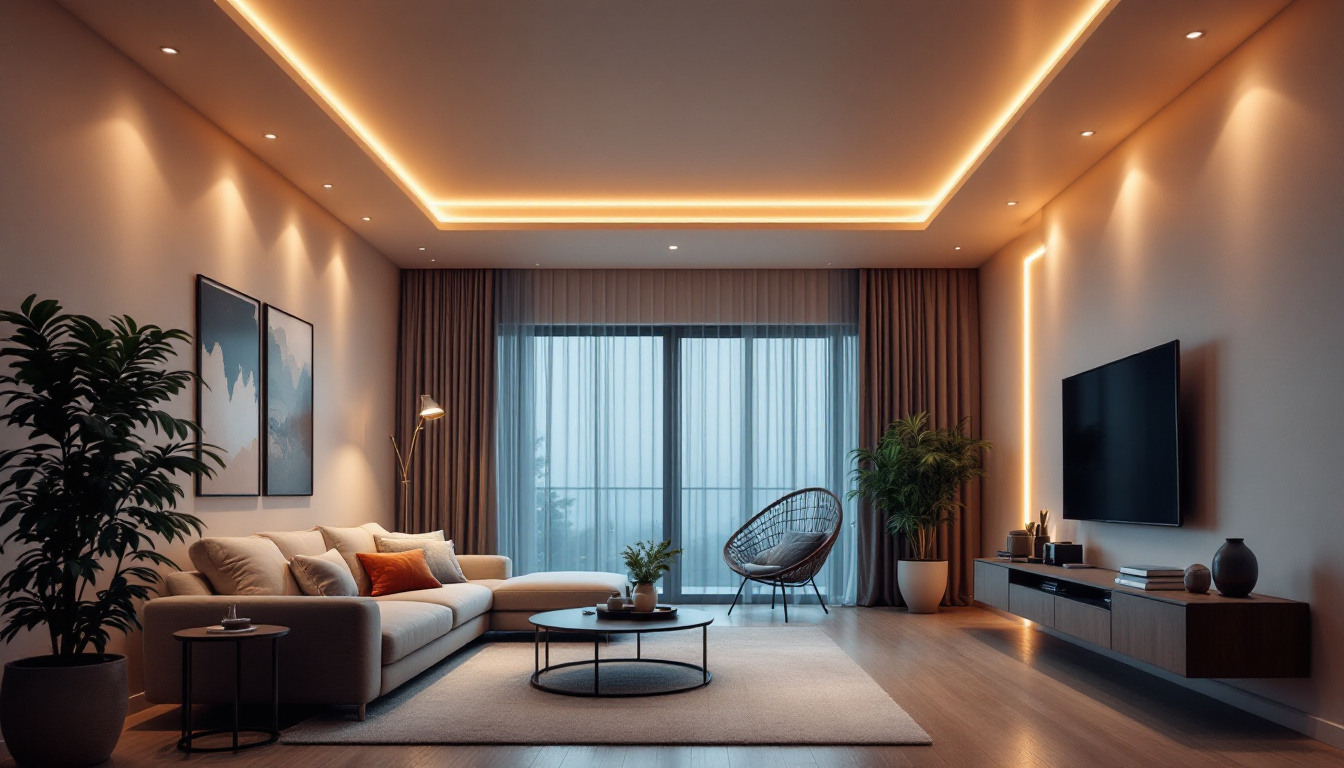 A photograph of a well-designed room featuring stylish recessed led lighting