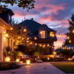 A photograph of a beautifully illuminated outdoor space at dusk