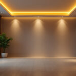 A photograph of a well-designed room featuring recessed can lights that highlight the space's architectural features