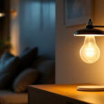 A photograph of a stylishly designed fluo lamp illuminating a modern living space