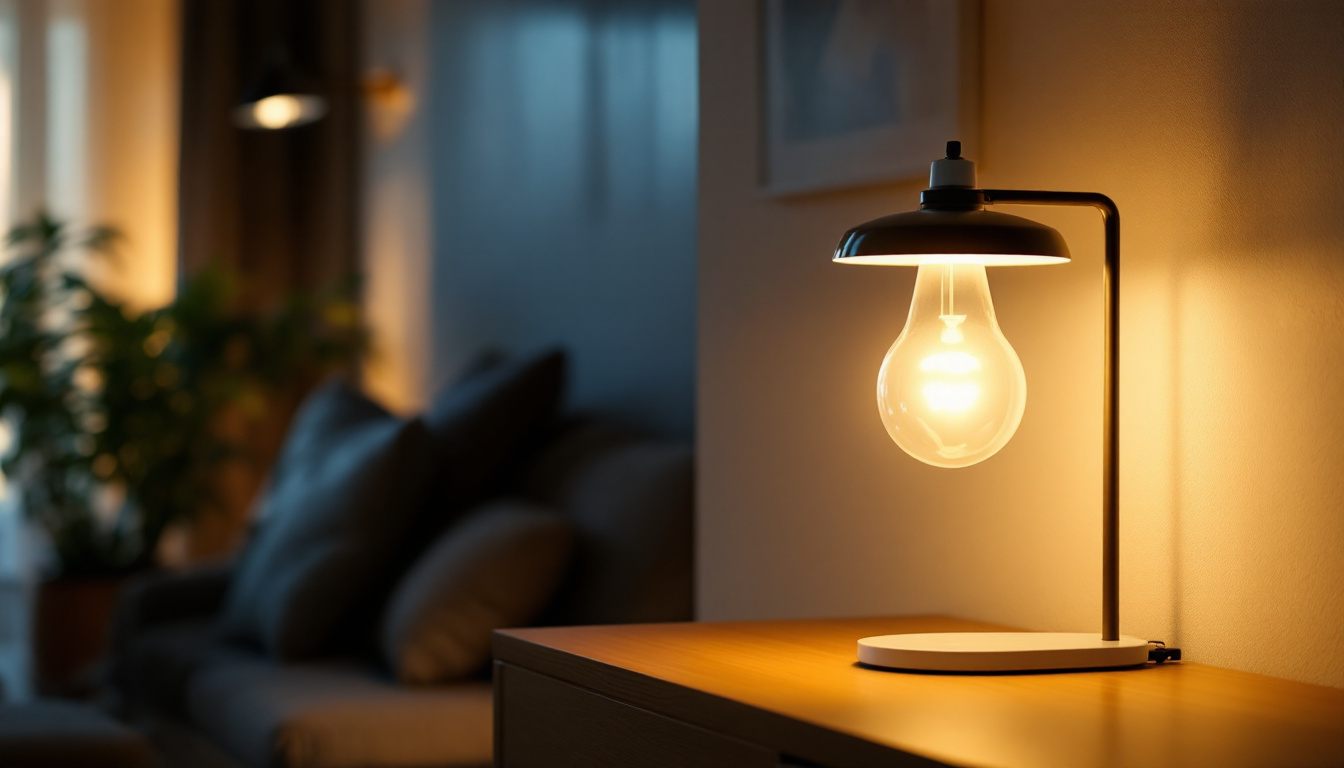 A photograph of a stylishly designed fluo lamp illuminating a modern living space