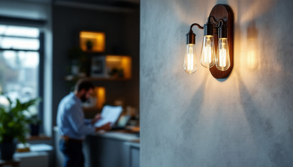 A photograph of a stylish sconce fixture elegantly illuminating a well-designed interior space