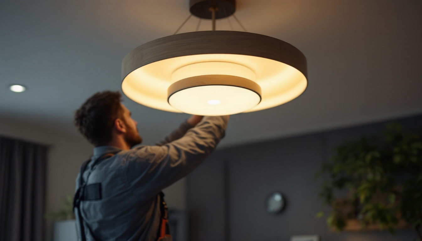 A photograph of a beautifully designed ceiling pendant light in a modern interior setting